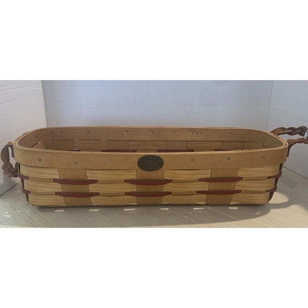 Vintage Peterboro Basket Company Made in USA Woven Leather Handles